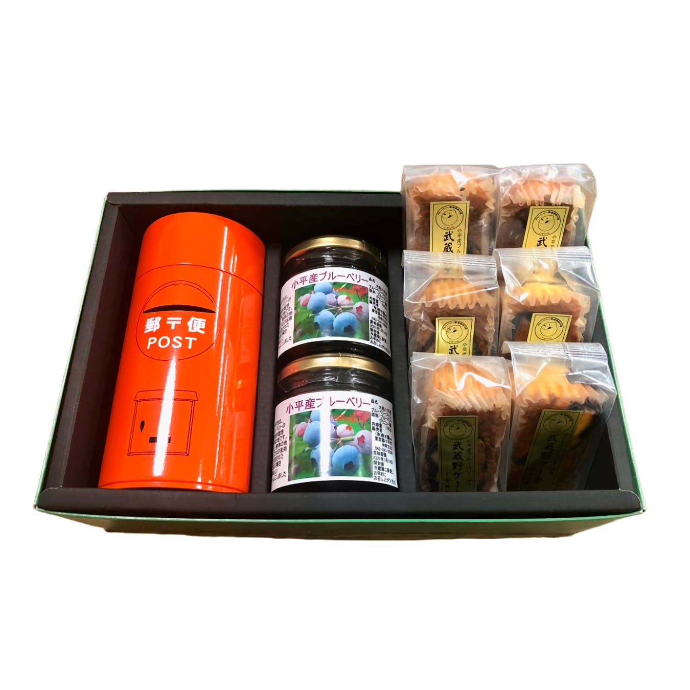 小平産ブルーベリー100% 大粒プレミアムジャム・丸ポスト銘茶・武蔵野ケーキの詰め合わせ - コダイラブランド認定品 小平土産